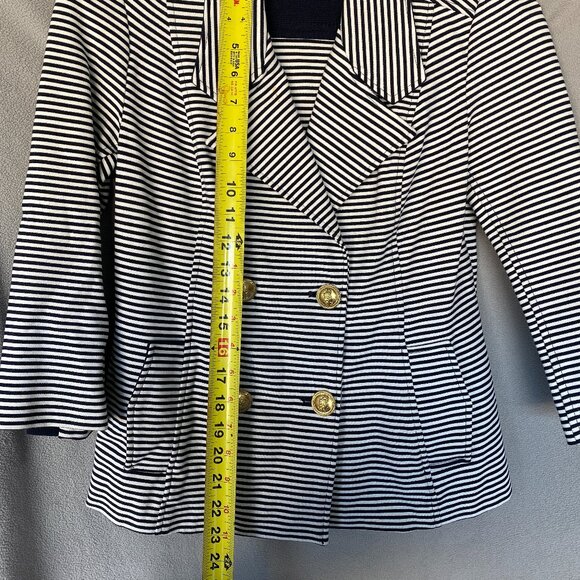 Cabi Navy White Striped Blazer Size S | Gold Button Nautical Jacket - Picture 2 of 8